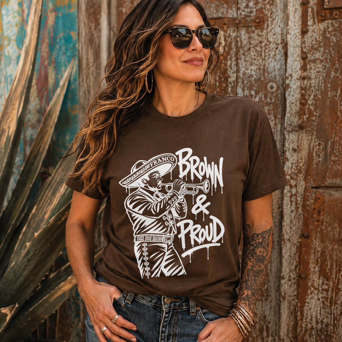 Brown & Proud Mariachi Graffiti T-Shirt